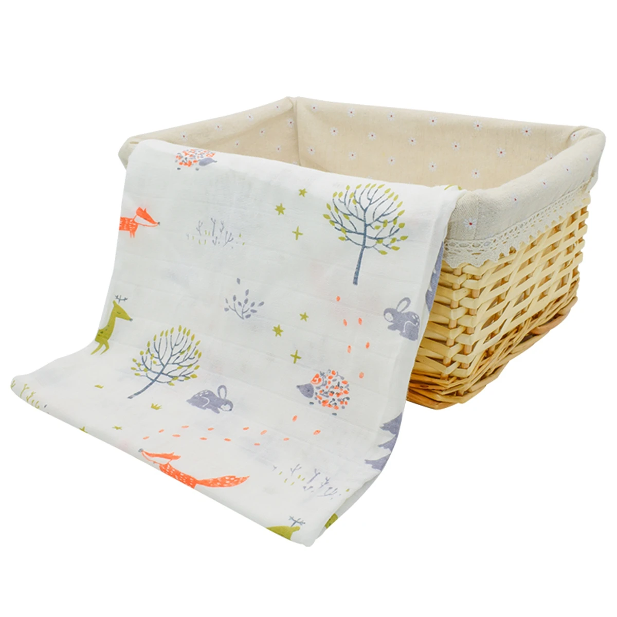 Color: WHITE - 1Pc Muslin 100% Cotton Baby Swaddles Soft Newborn Wrap INS Style Infant Blankets 120*110CM