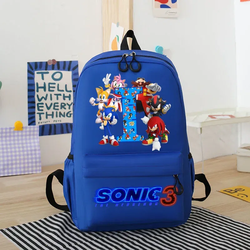 Color: Light Grey, Size: 12" - Sonics Children Cartoon Schoolbag Kids Anime Cute Backpack Boy Fashion Knapsack Student Casual Shoulders Book Bag Xmas Gift 2025