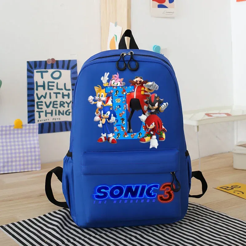 Color: Light Grey, Size: 12" - Sonics Children Cartoon Schoolbag Kids Anime Cute Backpack Boy Fashion Knapsack Student Casual Shoulders Book Bag Xmas Gift 2025