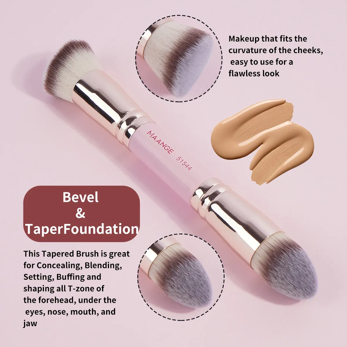 Handle Color: Blue - MAANGE 4pcs Basic Makeup Brushes Set With Box Dual-ended Foundations Powder Blush Details for Eyeshadow Brushes Beginner Travel