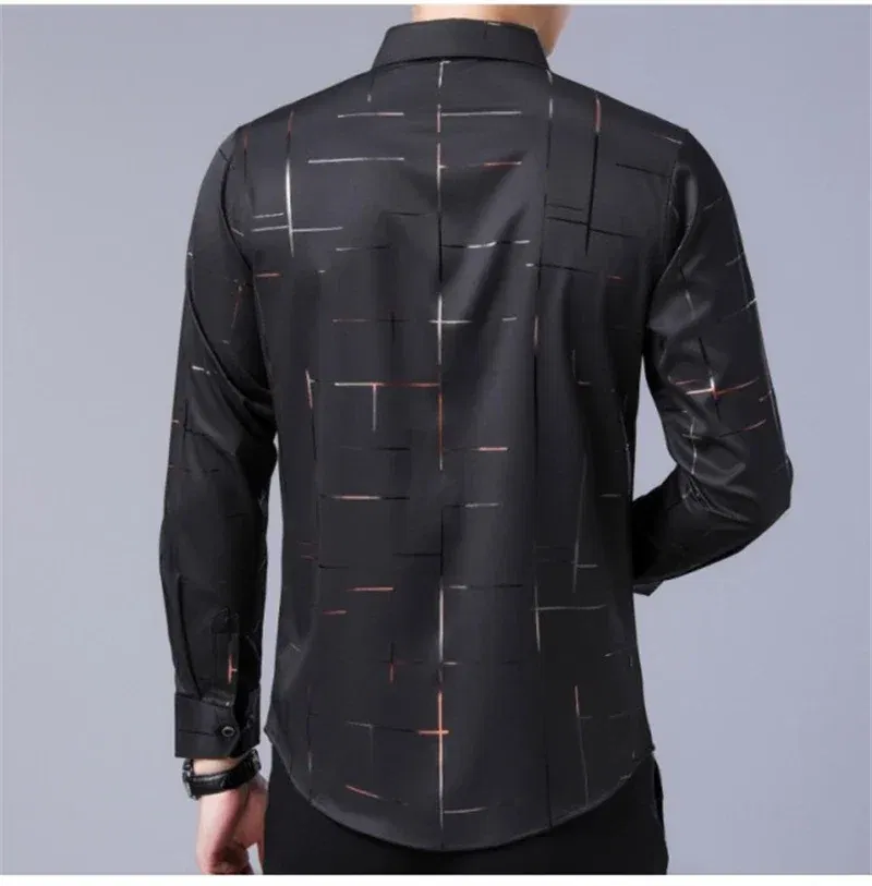 Color: Red, Size: S - Men's Casual and Fashionable Long Sleeved Printed Shirt, Non Ironing and Wrinkle Resistant Business Top