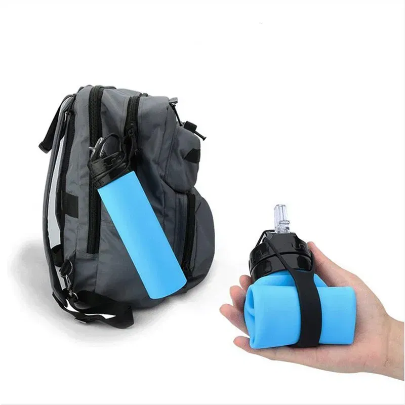Color: black, Ships From: CHINA, Capacity: 500-1000ml - 2024 New Outdoor Sports Silicone Water Bottle Mountaineering Riding Portable Silicone Foldable Water Bottle