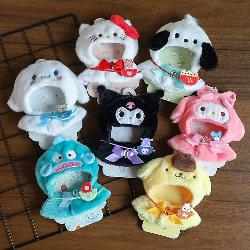 Color: Fluorescent Green - Labubu Sanrio Cape Skirt Suit Sitting Party Hello Kitty Kuromi Clothes Monsters Vinyl Labubu Outfit Clothing Hat Accessory Gift