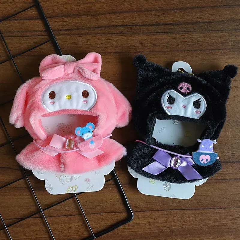 Color: Fluorescent Green - Labubu Sanrio Cape Skirt Suit Sitting Party Hello Kitty Kuromi Clothes Monsters Vinyl Labubu Outfit Clothing Hat Accessory Gift
