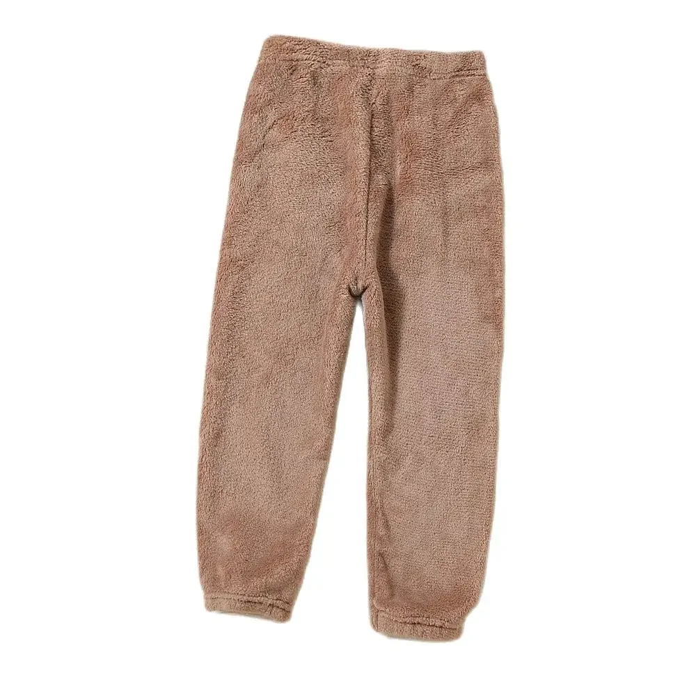 Color: Dark Grey, Kid Size: 5 - Children Thicken Fleece Pants Boys and Girls Solid Letter Embroidery Sports Casual Kids Clothes Warm Leggings Clothing Winter