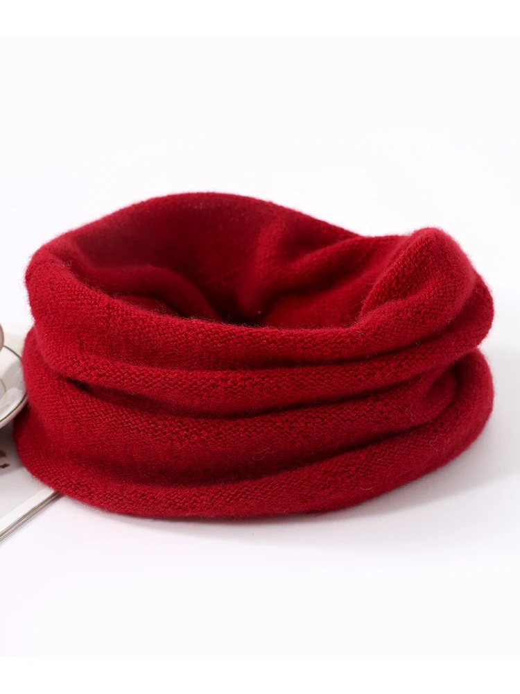 Color: GRAY, Size: One Size - 100% Merio Wool Neck Warmer Women Winter Warm Fashion Hollow Out Cover Tube Scarf Ear Face Mask False Collar Autumn Headband