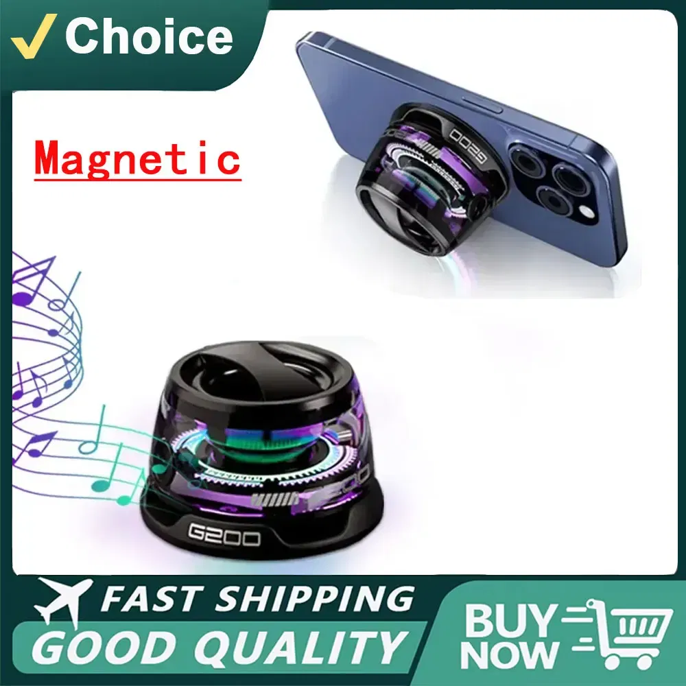 Color: PURPLE, Ships From: CHINA - Portable Bluetooth Speaker G200 RGB Lighting Magnetic Speaker BT5.3 Mini Sound Box 7 Hours Playback Phone Holder