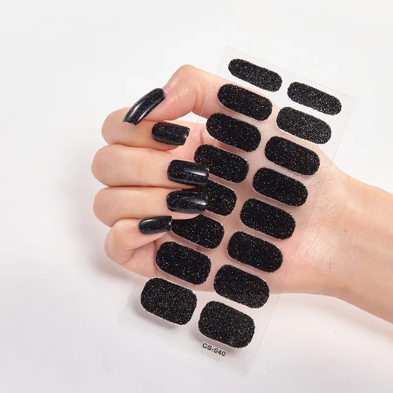 Color: Watermelon red - Nail Sticker Shiny Design Full Beauty Stickers for Nails Decals Plain Stickers Women Salon Nail Art