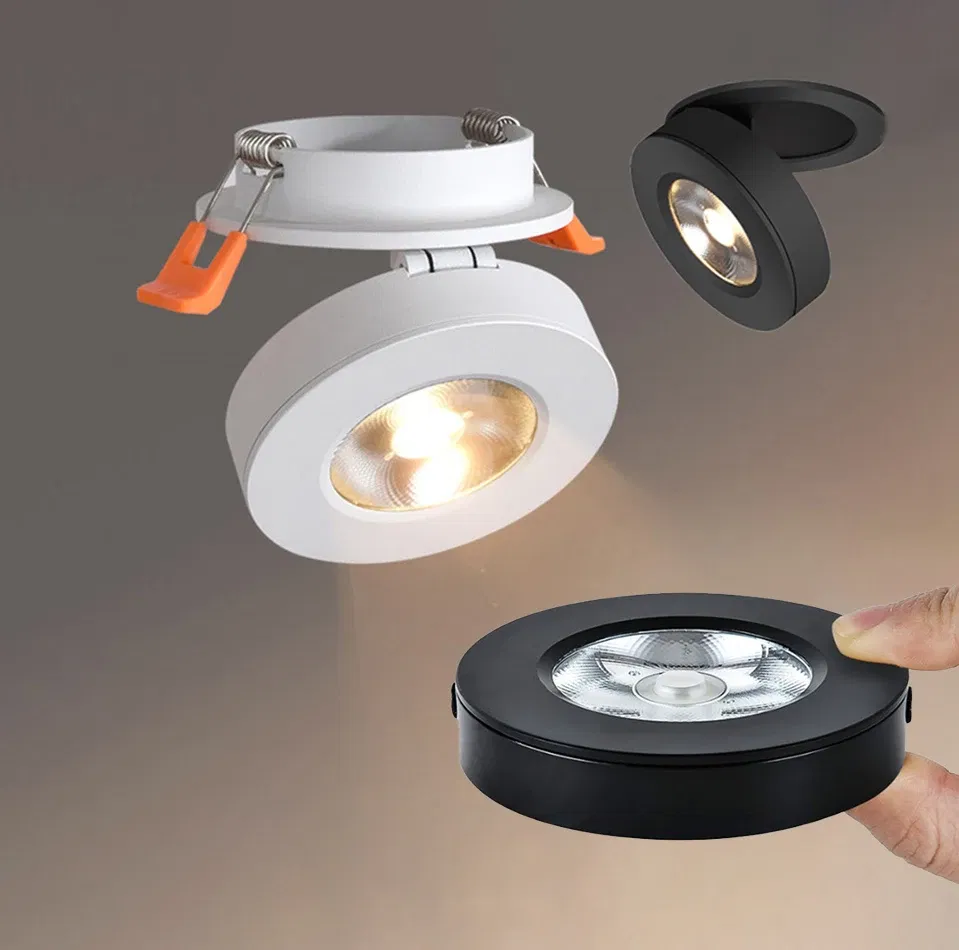 Body Color: Clear, Emitting Color: changeable - 3 Colors Slim Ceiling Lamp Ceiling Light LED Foldable 360 Recessed Surface Mounted Spotlight for Hallway Gallery Display Living