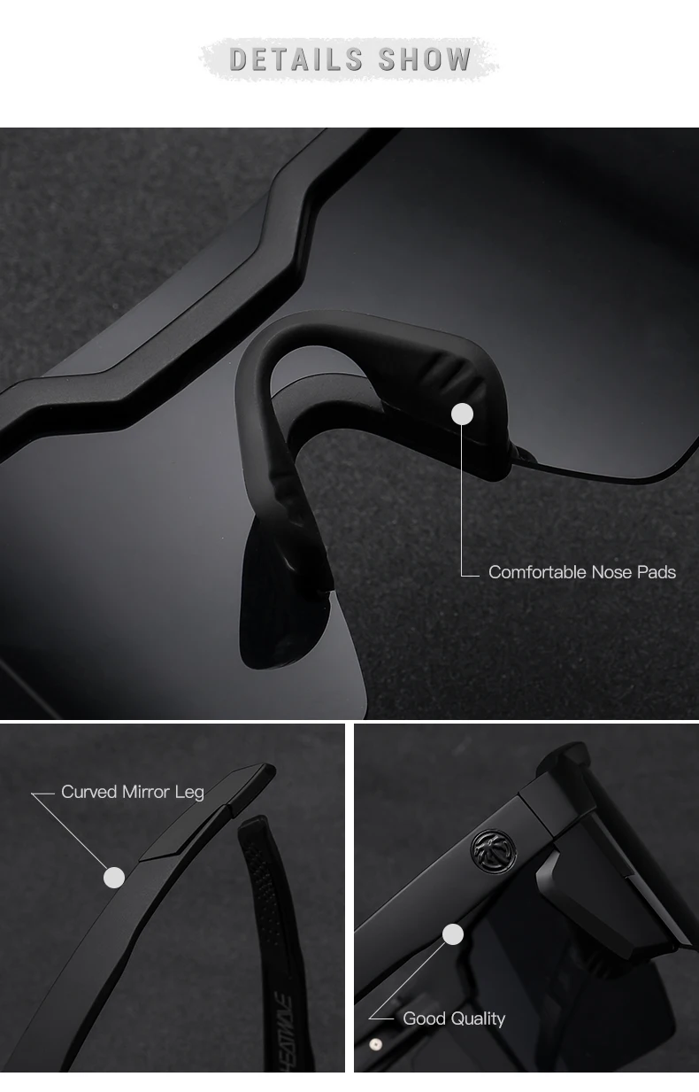 Lenses Color: Blue, Frame Color: BROWN - NEW High quality luxury Heat Wave brand sunglasses square Conjoined lens cycling Women men sun glasses UV400
