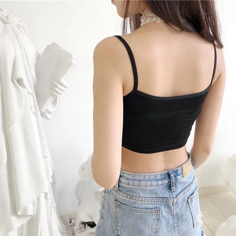 Color: Blue, Size: L - Funny HOT WIFE Letters Print New Sexy Crop Top Summer Women's Sexy Elastic Cotton Camis Sleeveless Short Tank Top Bar Women
