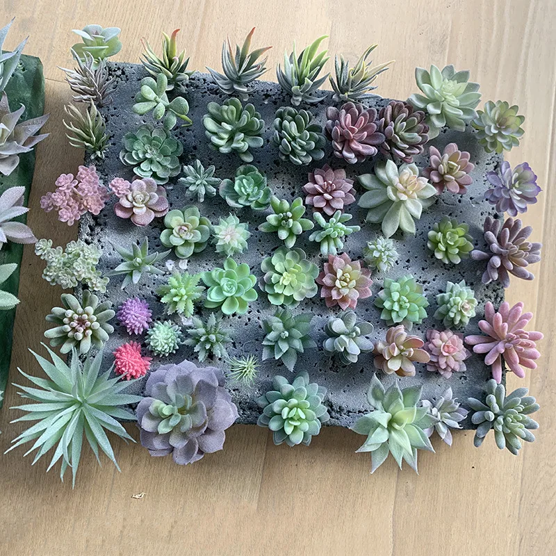 12pcs/set Artificial Succulents Fake Faux Flowers Mini PVC Simulated Floral Plants Craft DIY Accessories Home Office Decor
