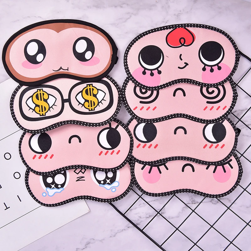 Color: Blue - Cute Cotton Cartoon Eye Cover Sleeping Mask Creative Eyepatch Sleep Mask Travel Relax Eye Band Sleeping Aid Kids Blindfold