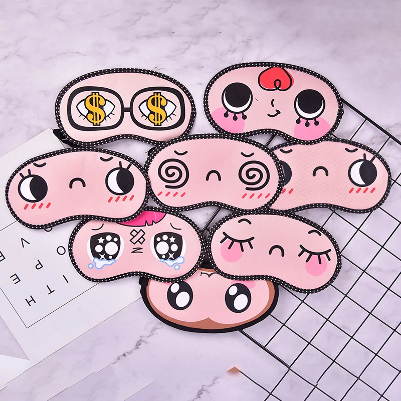 Color: Blue - Cute Cotton Cartoon Eye Cover Sleeping Mask Creative Eyepatch Sleep Mask Travel Relax Eye Band Sleeping Aid Kids Blindfold