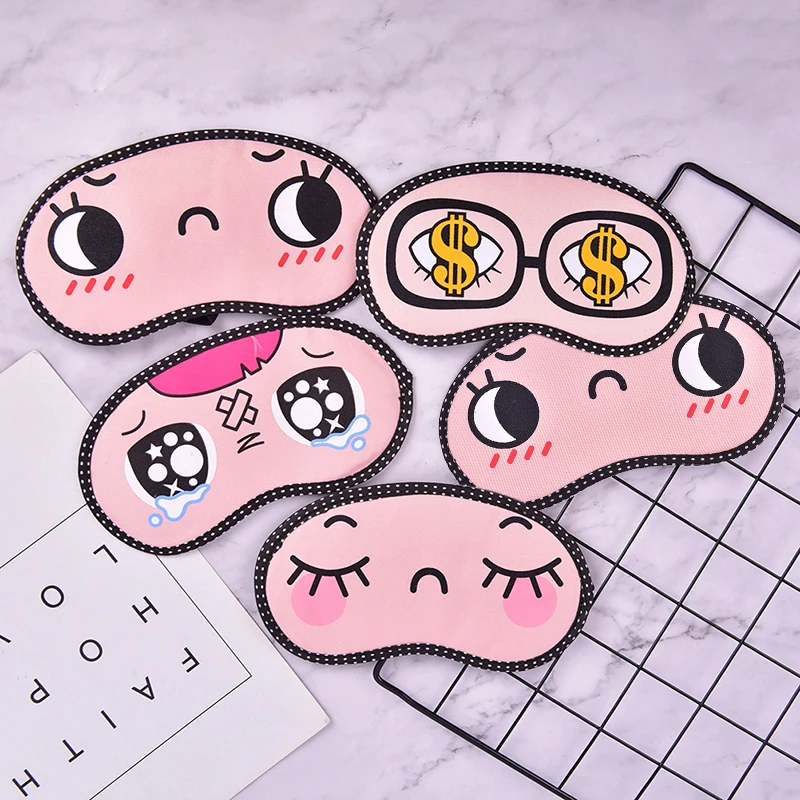 Color: Blue - Cute Cotton Cartoon Eye Cover Sleeping Mask Creative Eyepatch Sleep Mask Travel Relax Eye Band Sleeping Aid Kids Blindfold