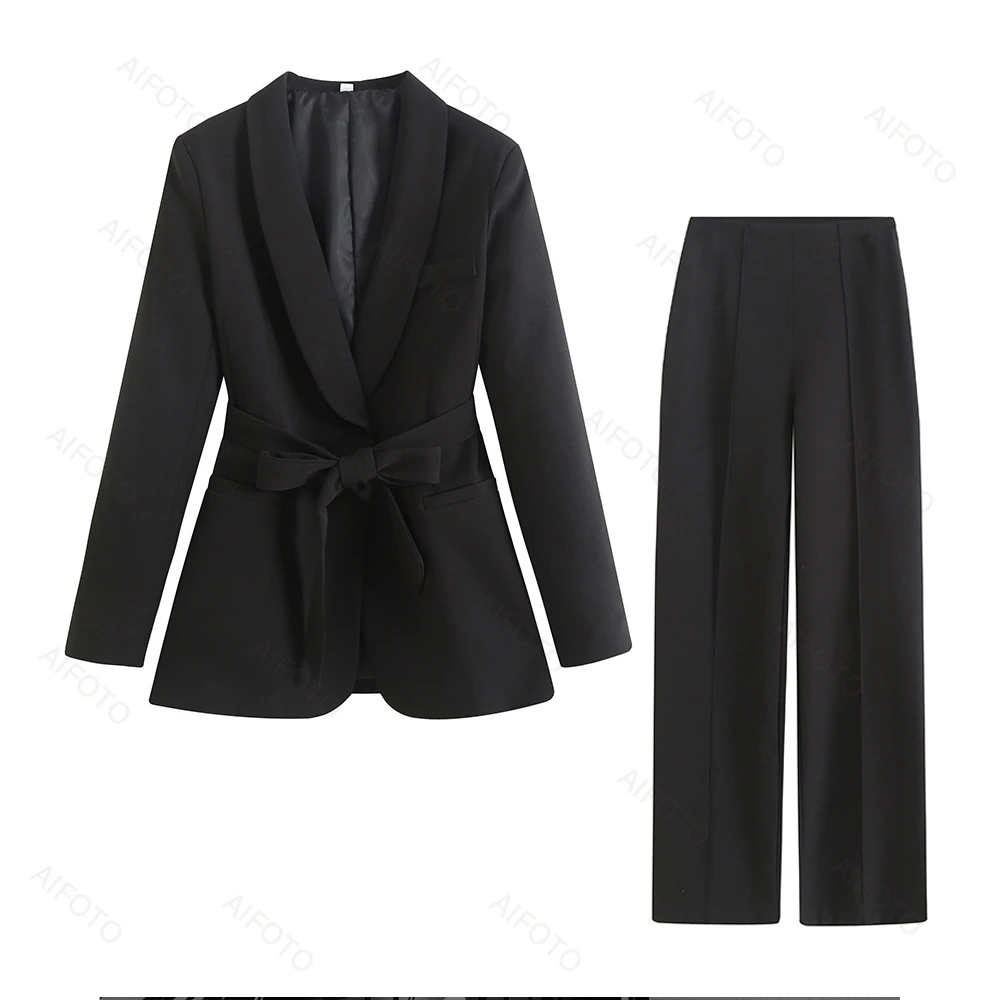 Color: black, Maternity Size: L - Black Women's Suit Pregnancy Photoshoot Clothes Chic Outerwear Long Tassel Buckle Waist Belt Blazer Maternity Photography Outfit