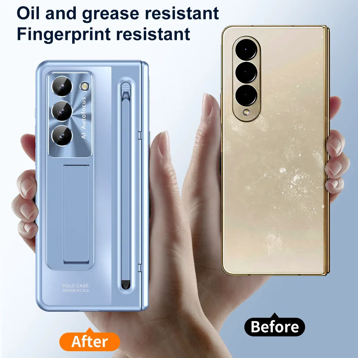 Color: Blue, Bundle: Case & Strap, Material: ABS - For Samsung Galaxy Z Fold 4 5 Case With S Pen Stand & Hinge Cover Screen Protector All-inclusive Anti-drop For Z Fold5 Fold4