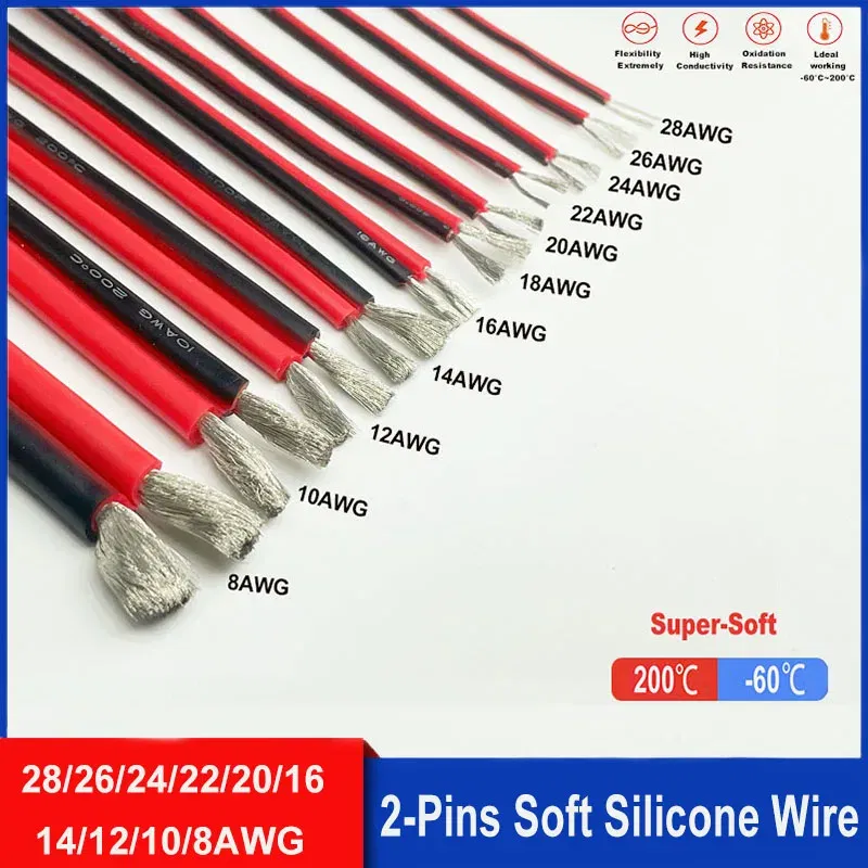 Color: WHITE, Specification: 12 AWG, Length: 30M - Super Soft 2 Pin Red and Black Silicone Cable 28awg 26awg 24 22 20 18 16 14 12awg 10awg 8awg High Temperature Tinned Copper Wire