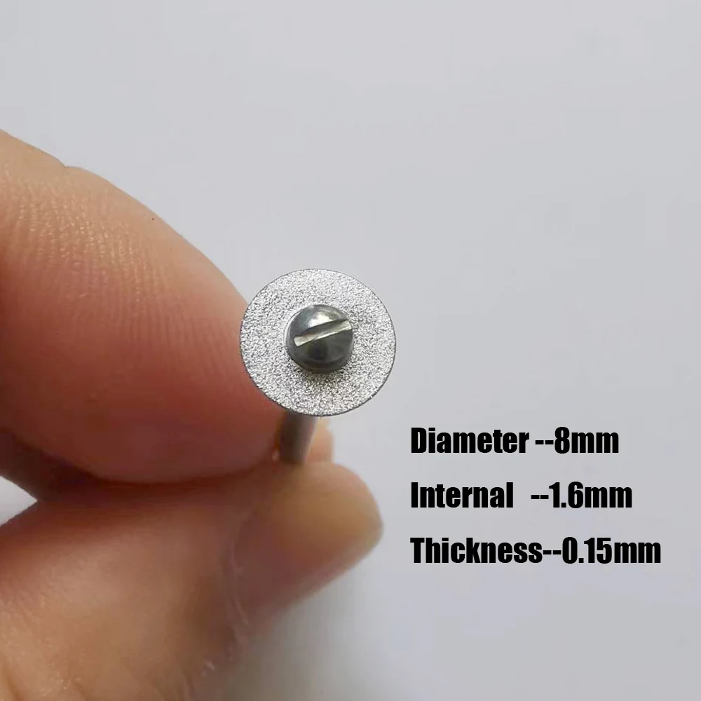 Color: Red - 5pcs Dental Ultramicro 6mm 8mm 10mm Diamond Cutting Disc for separating polishing ceramic crown plaster or jade with 1 mandrels