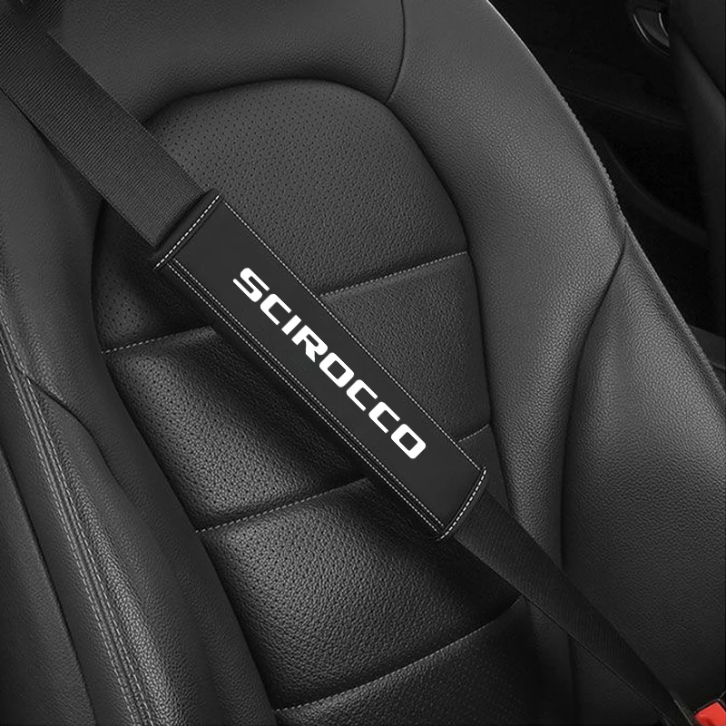 Color Name: Beige - 2Pcs For VW Volkswagen SCIROCCO GTI GTD GOLF POLO PASSAT Nappa Car Leather Seat Belt Covers Styling Interior Car Accessories