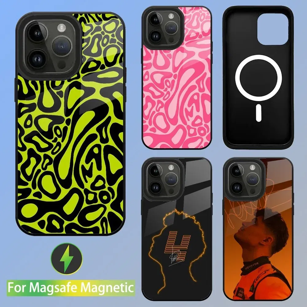 Color: Beige, Material: Denim - F1 Formula 1 L-Lando Norris Phone Case For iPhone 16,15,14,13,12,11,Plus,Pro,Max Mini Magsafe Magnetic Wireless Charging