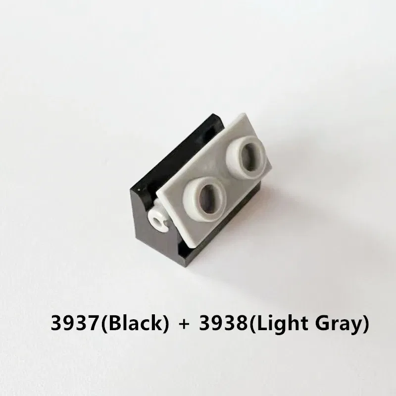 Color: black - Rainbow Pig MOC Particles 3937 + 3938 Hinge Brick 1 x 2 Base and Top Plate Building Blocks Parts DIY Educational Tech Toy