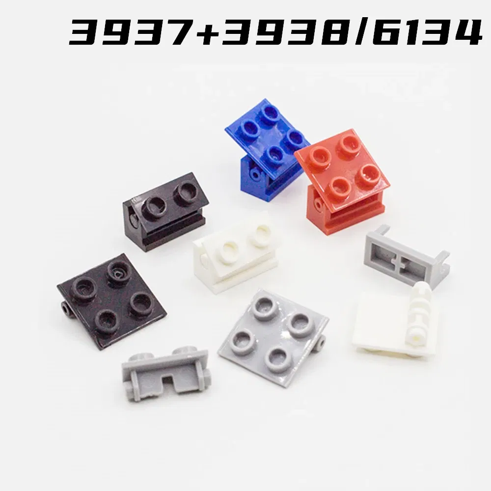 Color: black - Rainbow Pig MOC Particles 3937 + 3938 Hinge Brick 1 x 2 Base and Top Plate Building Blocks Parts DIY Educational Tech Toy