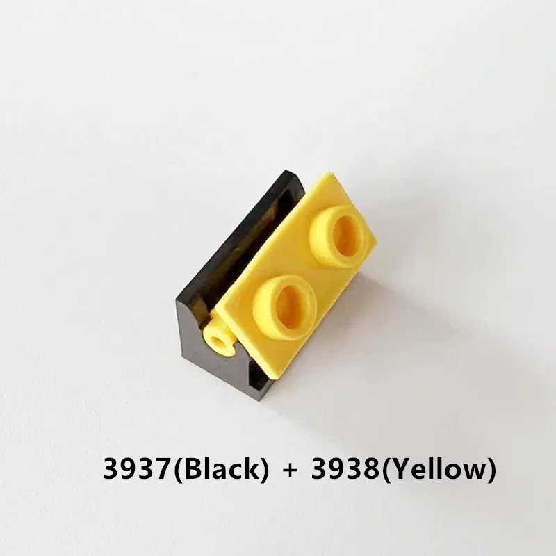 Color: black - Rainbow Pig MOC Particles 3937 + 3938 Hinge Brick 1 x 2 Base and Top Plate Building Blocks Parts DIY Educational Tech Toy