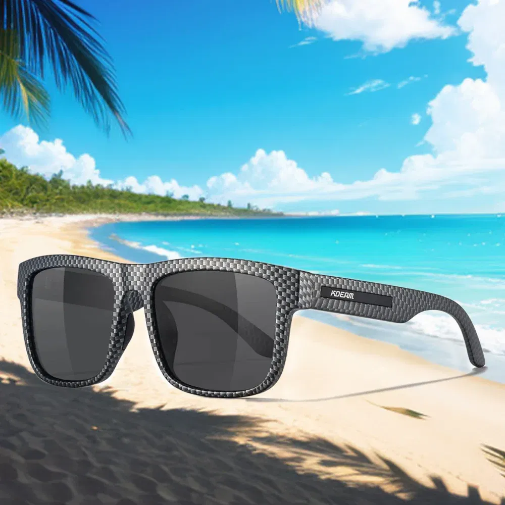 Lenses Color: black, Frame Color: black - 2024 KDEAM New Polarized Sunglasses For Men White Frame UV400 Protection Lens Black Driving Sun Glasses Fishing Eyewear