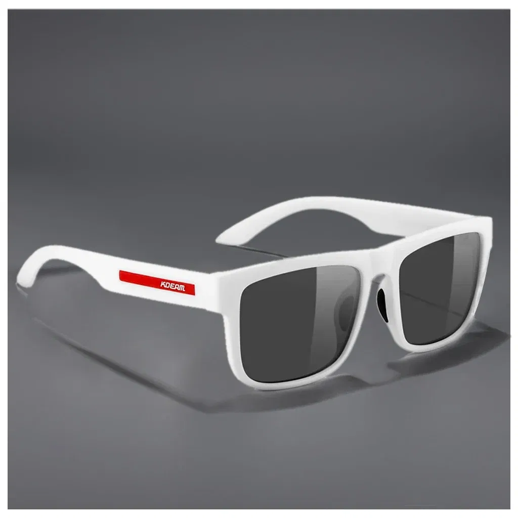 Lenses Color: black, Frame Color: black - 2024 KDEAM New Polarized Sunglasses For Men White Frame UV400 Protection Lens Black Driving Sun Glasses Fishing Eyewear