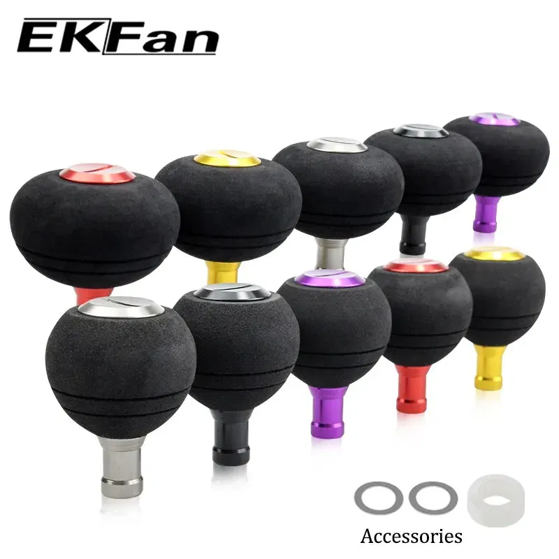 Color: Gold - EKfan 40/50MM EVA Knobs Fishing Reel Handle For SHI&DAI Spining Baitcast 1000-5000
