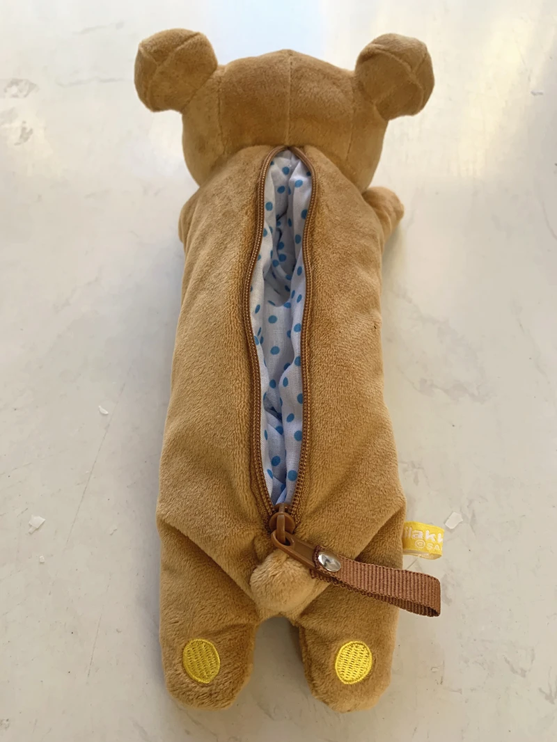 Color: Beige - Kawaii Rilakkuma Plush Pencil Cases for Girls Kids School Korilakkuma Bear Anime Cute Pencil Case Pouch Organizer Pen Bag
