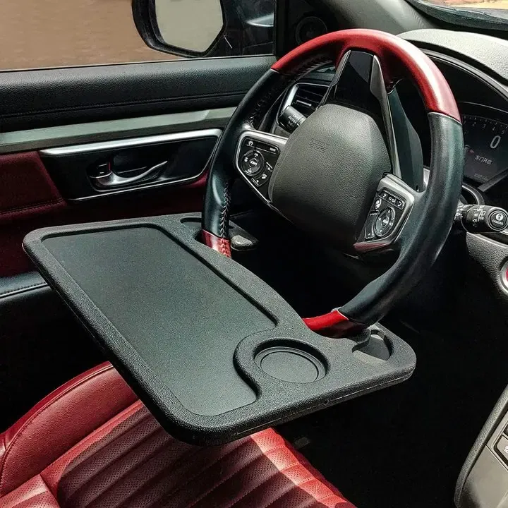 Color Name: WHITE - Steering Wheel Tray, Car Table Tray, Steering Wheel Desk for Laptop and Vehicle Seat Mount Notebook Laptop Eating Desk