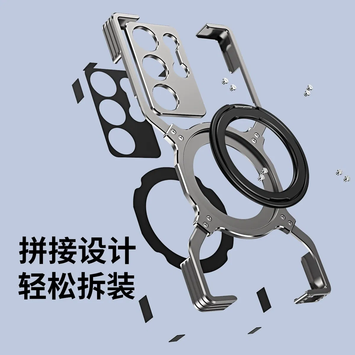 Color: Blue, Material: ABS - S24 Ultra Metal Bumper Case For Samsung Galaxy S23 Ultra S22 Plus Note20 Aluminum Alloy Frame Titanium Magnetic Protector Cover