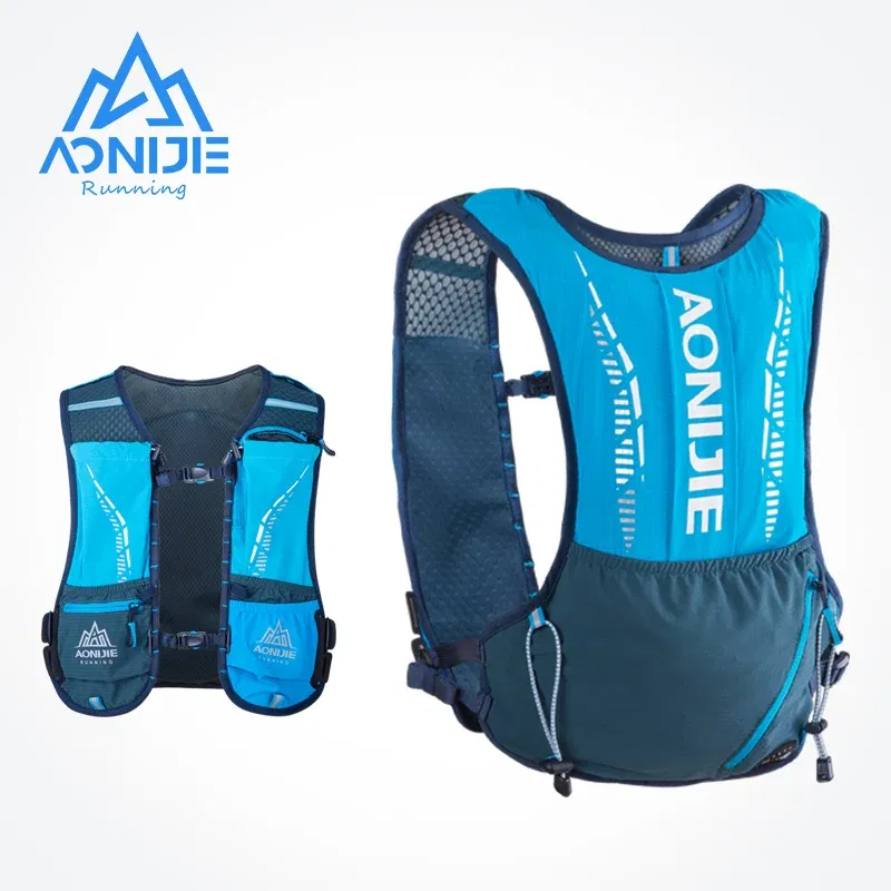 Color: DEEP BLUE - AONIJIE C9102S Ultra Vest 5L Hydration Backpack Pack Bag Soft Water Bladder Flask Set For Hiking Trail Running Marathon Race