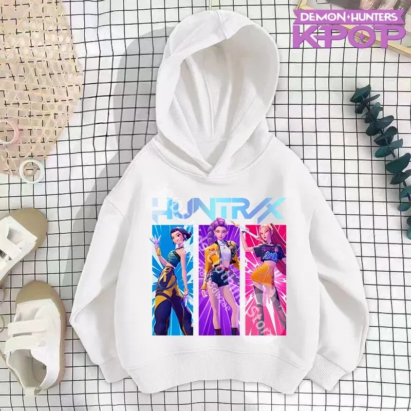 Color: GRAY, Kid Size: 110 - 2025 KPop Demon Hunters Hoodie Fashion Rumi Sweatshirt Pullover Cute Long Sleeve Autumn Boys Girls Cartoon Y2K Hoody Sportswear
