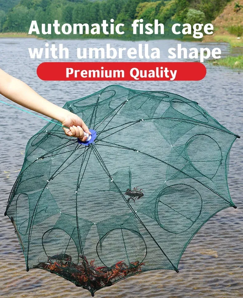 Color: Light Grey - Cyrusher Umbrella Net Shrimp Cage Fishing Net Fish Protection Automatic Folding Fish Net Moving Kite Fishing Net Hand Cast Net