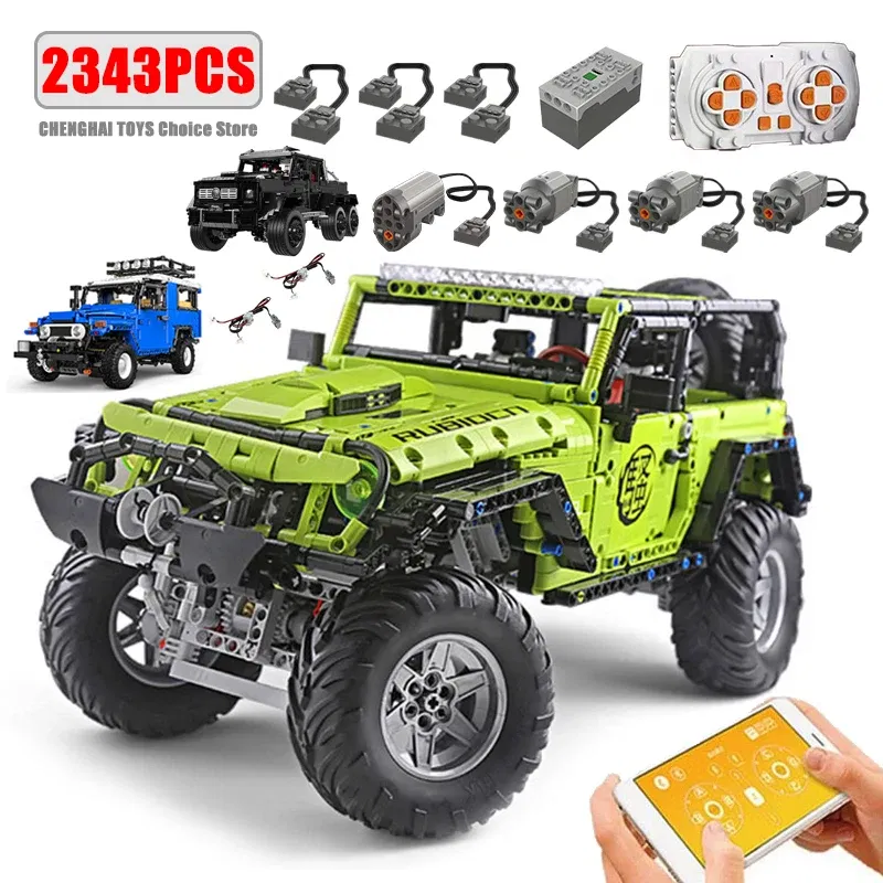 Color: Dark Khaki - Technical Car APP Remote Control Motor Power SUV Series Building Blocks Bricks MOC Off-road Vehicle Model Sets Boy Toys Kid Gift