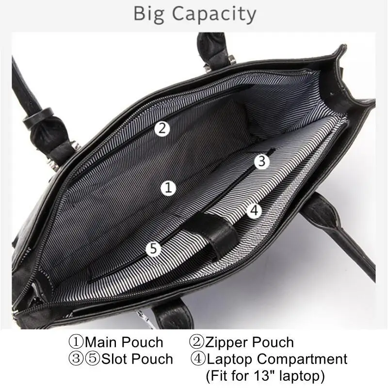 OYIXINGER Leather Briefcase Women Business Laptop Shoulder Bags For 13 inch MacBook Hp Acer Dell Fashion Top-handle Bag Ladies