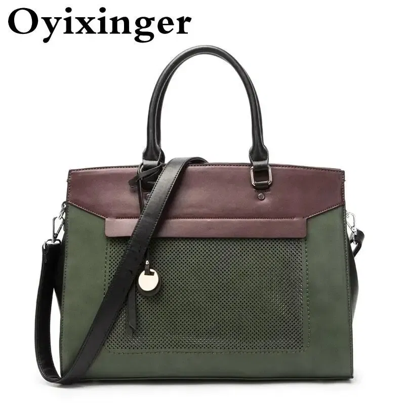 OYIXINGER Leather Briefcase Women Business Laptop Shoulder Bags For 13 inch MacBook Hp Acer Dell Fashion Top-handle Bag Ladies