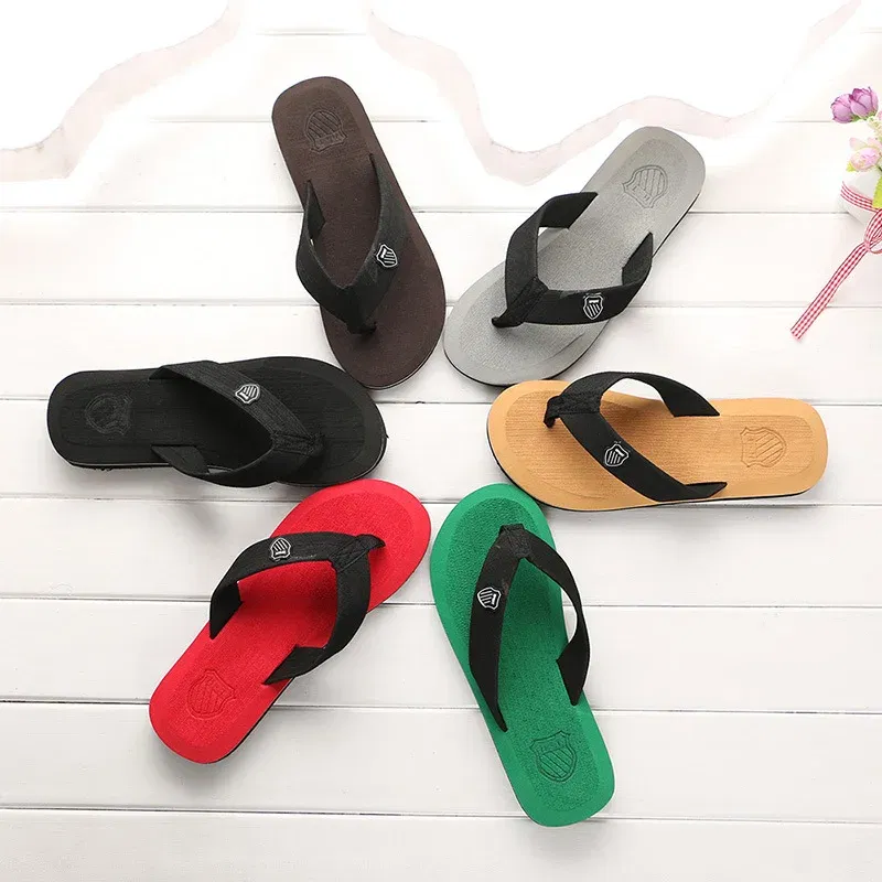 Color: GRAY, Shoe Size: 40 - 2024 New Shoes Men Summer Men Flip Flops High Quality Beach Sandals Anti-slip Zapatos Hombre Casual Shoes Man Slippers