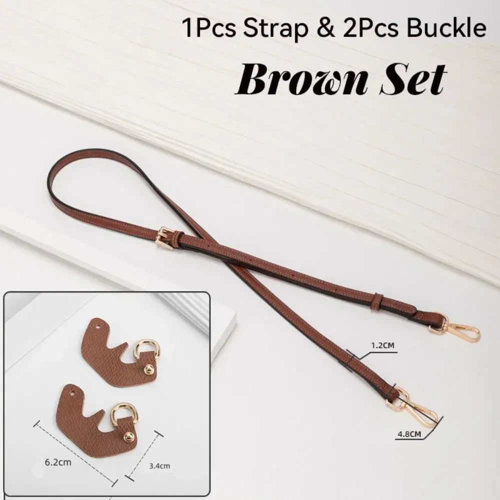 Color: WHITE - 1 Set Bag Strap For Longchamp Mini Punch-free Genuine Leather Shoulder Strap Set Transformation Crossbody Strap Bag Accessories