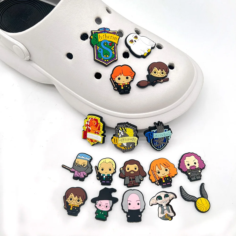 Color: Brown - 10-61PCS Wizarding Academy Film Good Quality Shoes Charms DIY PVC Shoe bag Accessories Forenthusiasts Wristband Kids Party Gifts
