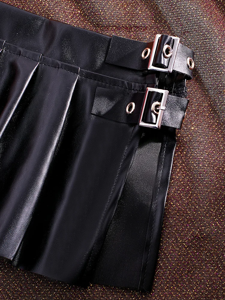 Color: black, Size: S, Ships From: CHINA - Sexy PU Leather Pleated Skirt Women Solid Basic Mini Skirt Low Waist Skirt Female Nightwear Micro Bikini Skirts Nightclub Skirts