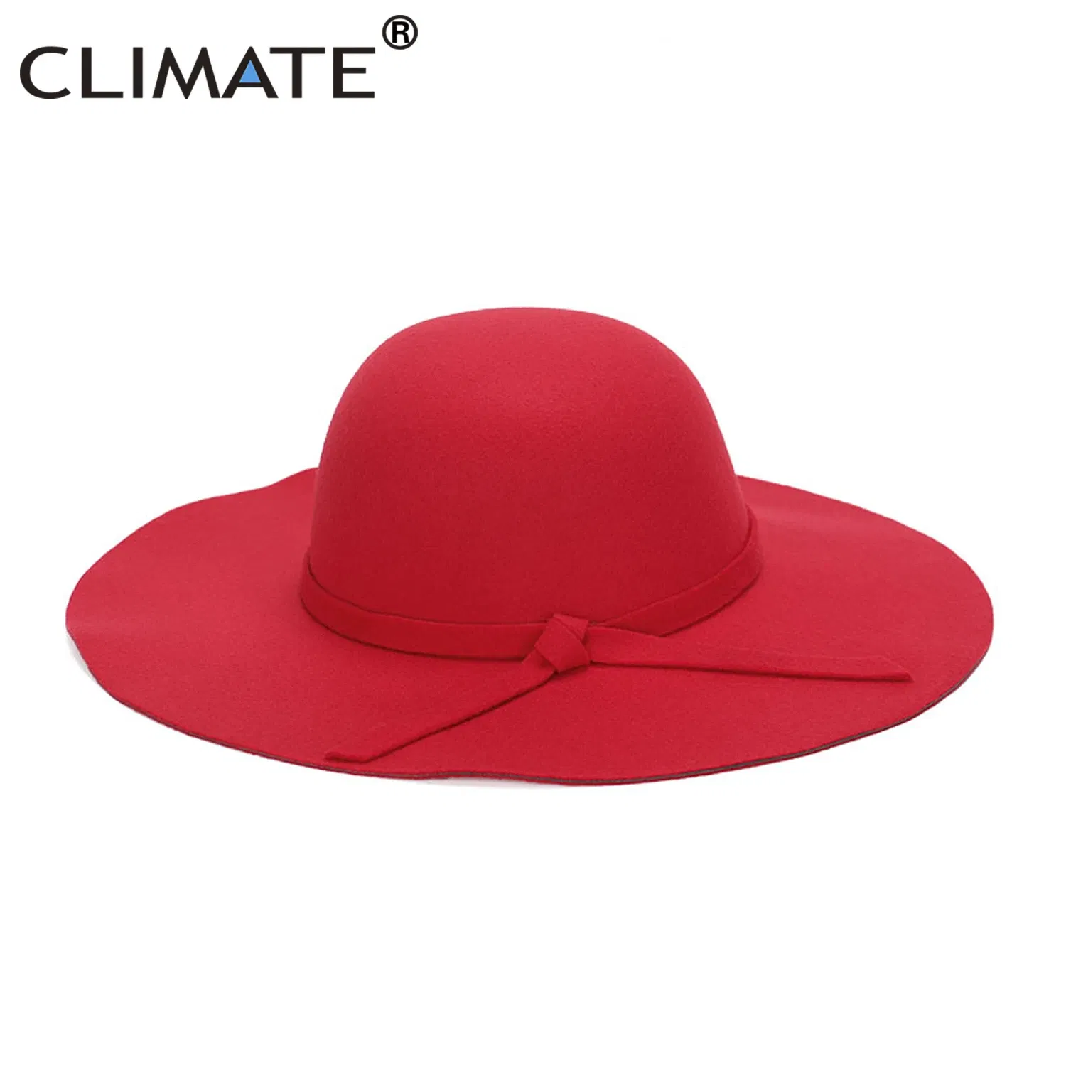 CLIMATE Women's Fedora Fedoras Hat for Woman New Girls Fashion Dome Cap Bowknot Mom Hats Ladies Falbala Polyester Woolen Cap Hat