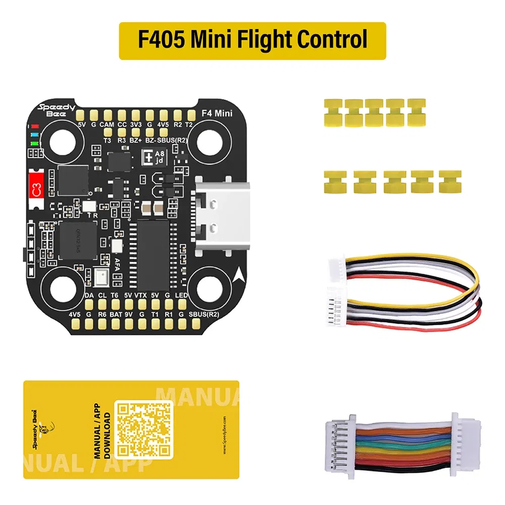 Color: Yellow - SpeedyBee F405 Mini Stack Flight Controller FC BLS 35A V2 3-6S 20x20 4-in-1 ESC Dual BECs for RC FPV Racing Drone