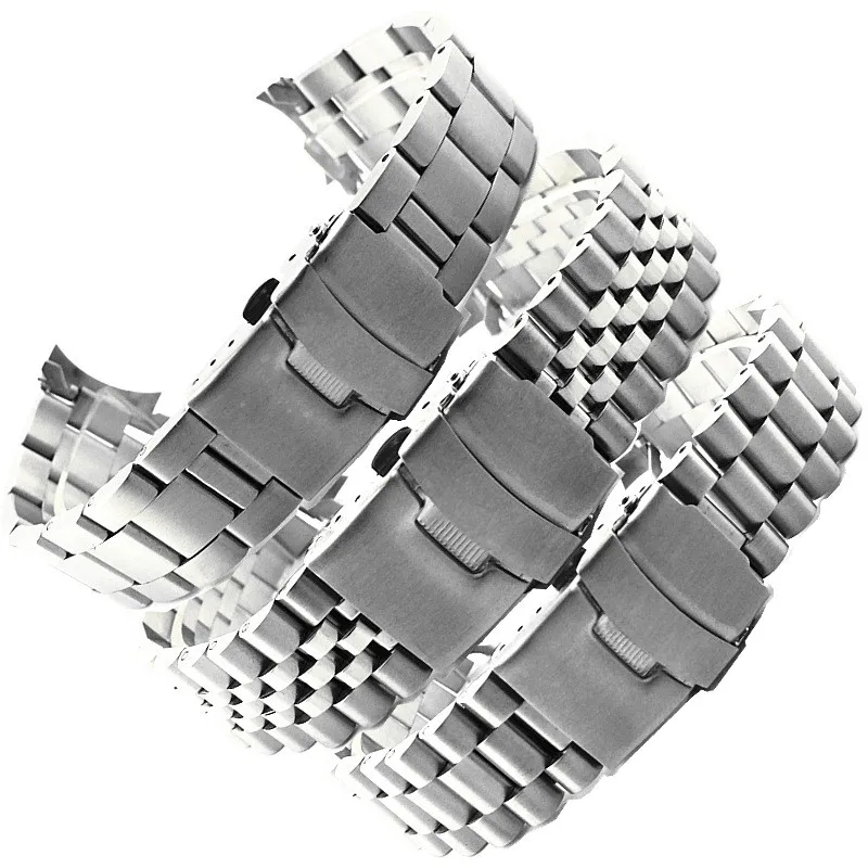 Band Color: Red Black, Band Width: 20mm - For Seiko Solid Stainless Steel Band 20mm 22mm Men's Sports Strap Srpd Skx007/Skx009 SRPD63K1 Jubilee Curved End Bracelet