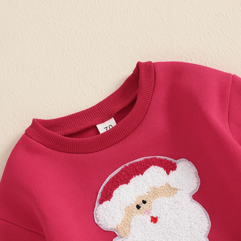Color: Red, Kid Size: 12M, Ships From: CHINA - 2024-09-12 Lioraitiin Toddler Baby Boys Christmas Outfits Long Sleeve Santa Embroidery Sweatshirt and Pocket Pants Clothes Set