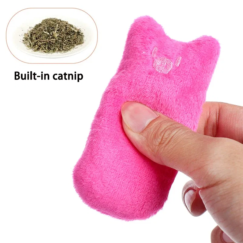 Color: Red, Ships From: CHINA - 2022 Catnip Toys Funny Interactive Plush Teeth Grinding Cat Toy Kitten Chewing Toy Claws Thumb Bite Cat Mint Pets Accessories