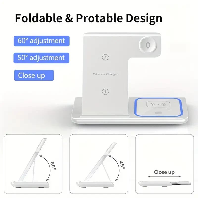 Ultra-Fast 15W Foldable 3 in 1 Wireless Charging Dock